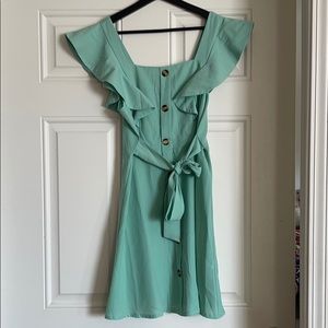 Green ruffle sleeves summer dress never worn